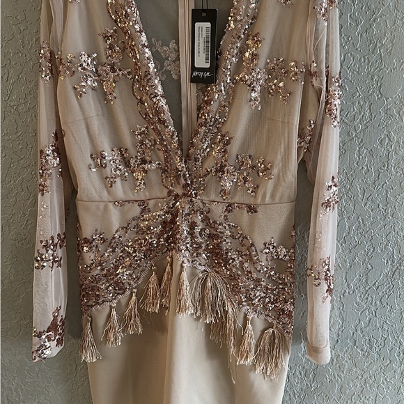 Nasty Gal Dresses & Skirts - Nasty Gal Rose Gold Sequin Tassel Mini Dress